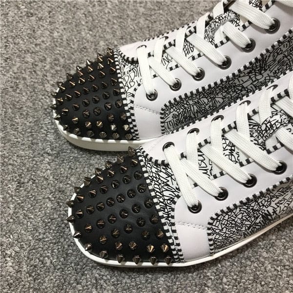 Unisex Leather Rivet High-Top Casual Sneakers
