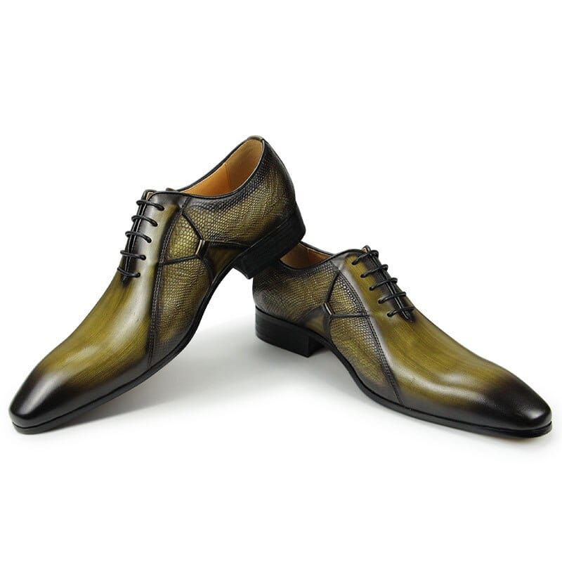 Men's Pointed Toe Leather Oxford Wedding Shoes