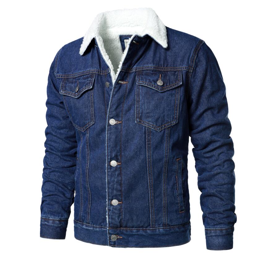 Men's Light Blue Thick Cotton Denim Jacket XS-6XL