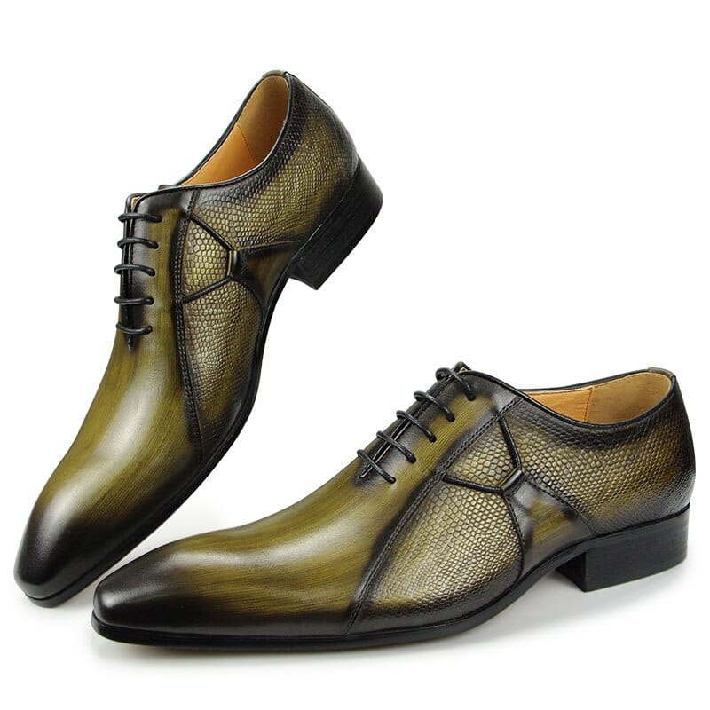 Men's Pointed Toe Leather Oxford Wedding Shoes