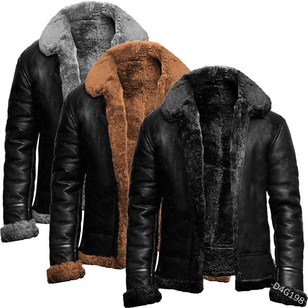 Autumn And Winter Men's Artificial Fur Integrated Long Sleeve Jacket Coat