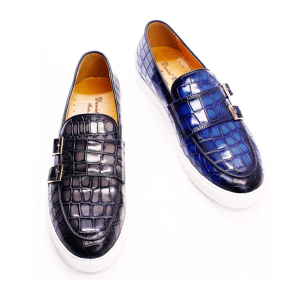 Men's crocodile print monk strap mules product photo