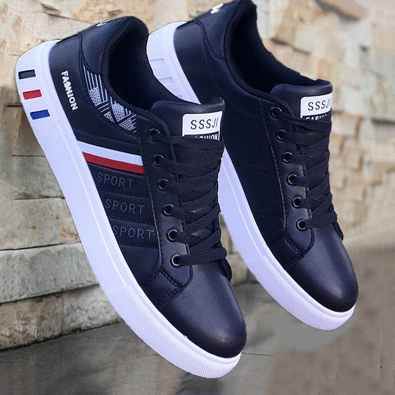 Men's Lightweight Breathable Lace-Up White Casual Sneakers Travel