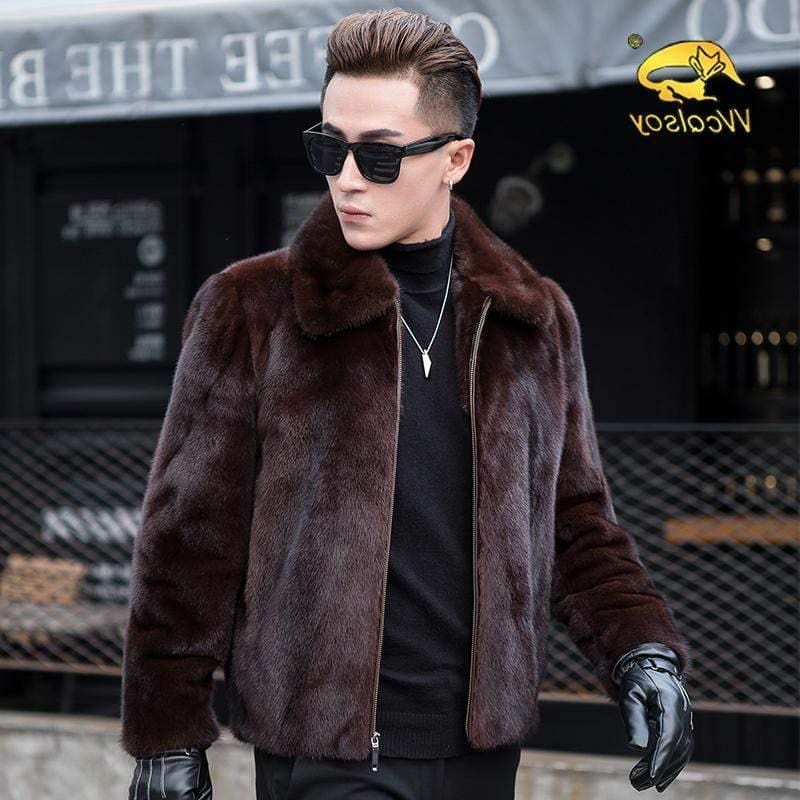 Men's Faux Mink Fur Lapel Warm Coat
