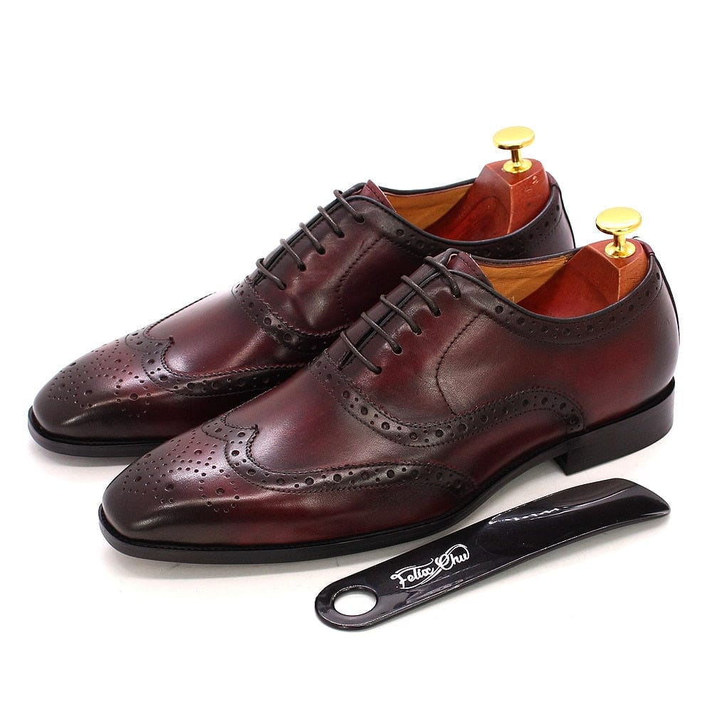 Men's wine red wingtip brogue oxford product photo