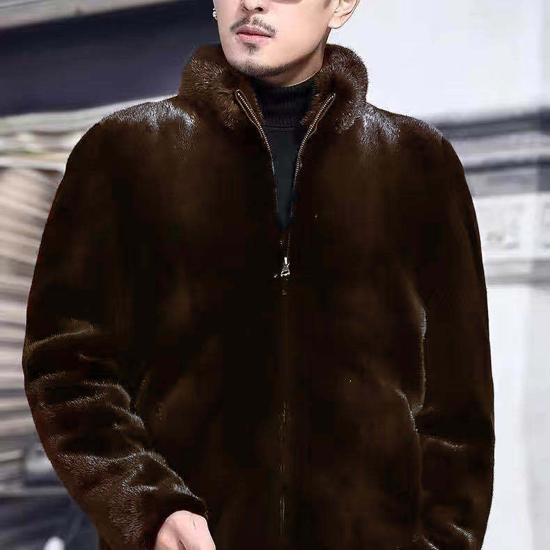Men's Faux Mink Fur Lapel Warm Coat