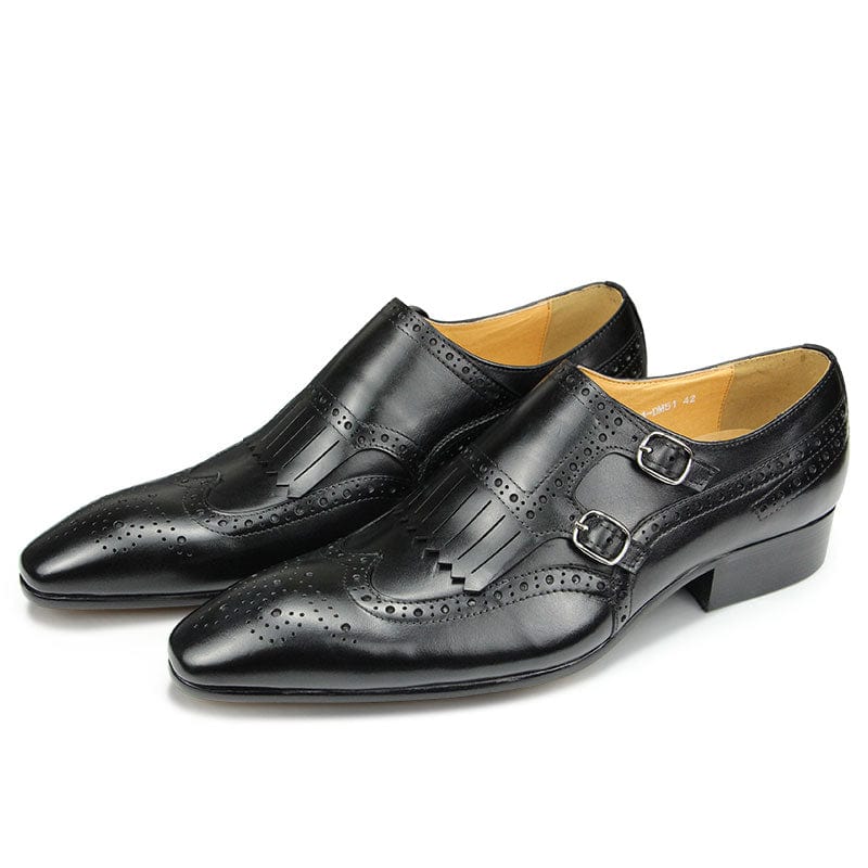 Men's Cowhide Pointed Toe British Formal Wedding Office Leather Shoes