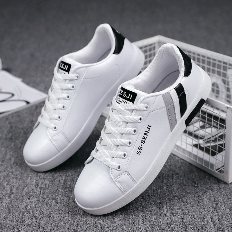 Men's Lightweight Breathable Lace-Up White Casual Sneakers Travel