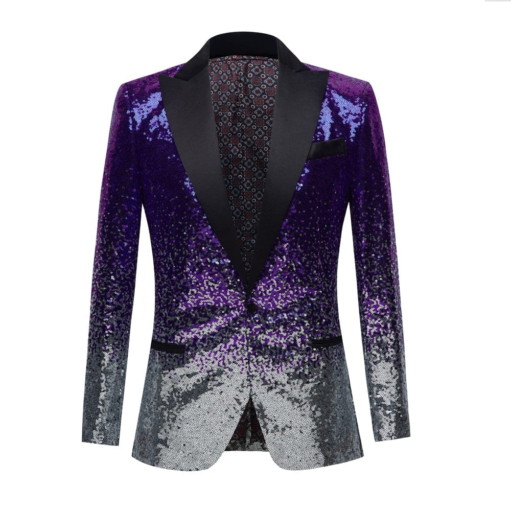 Men's Black Sequin Shawl Collar Stage Prom Blazer Jacket