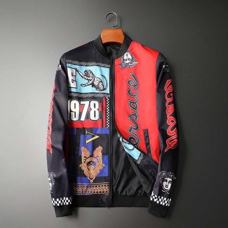 Men's M-5XL Print Stand Collar Casual Stage Jacket