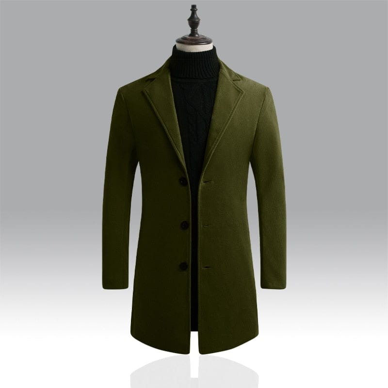 Men's Solid Color Single Breasted Trench Windbreaker