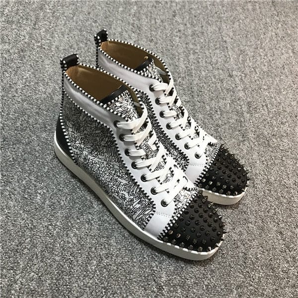 Unisex Leather Rivet High-Top Casual Sneakers