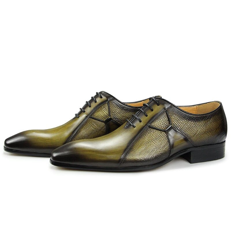 Men's Pointed Toe Leather Oxford Wedding Shoes