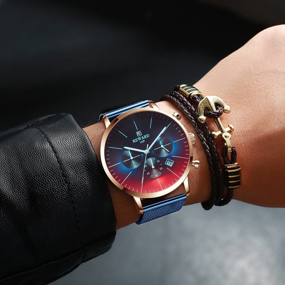 Men's Stainless Steel Chronograph Business Watch