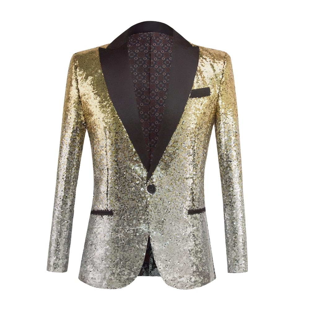 Men's Black Sequin Shawl Collar Stage Prom Blazer Jacket