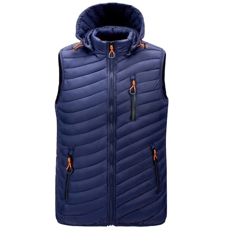 Men's Removable Hat Solid Color Winter Waistcoat Vest