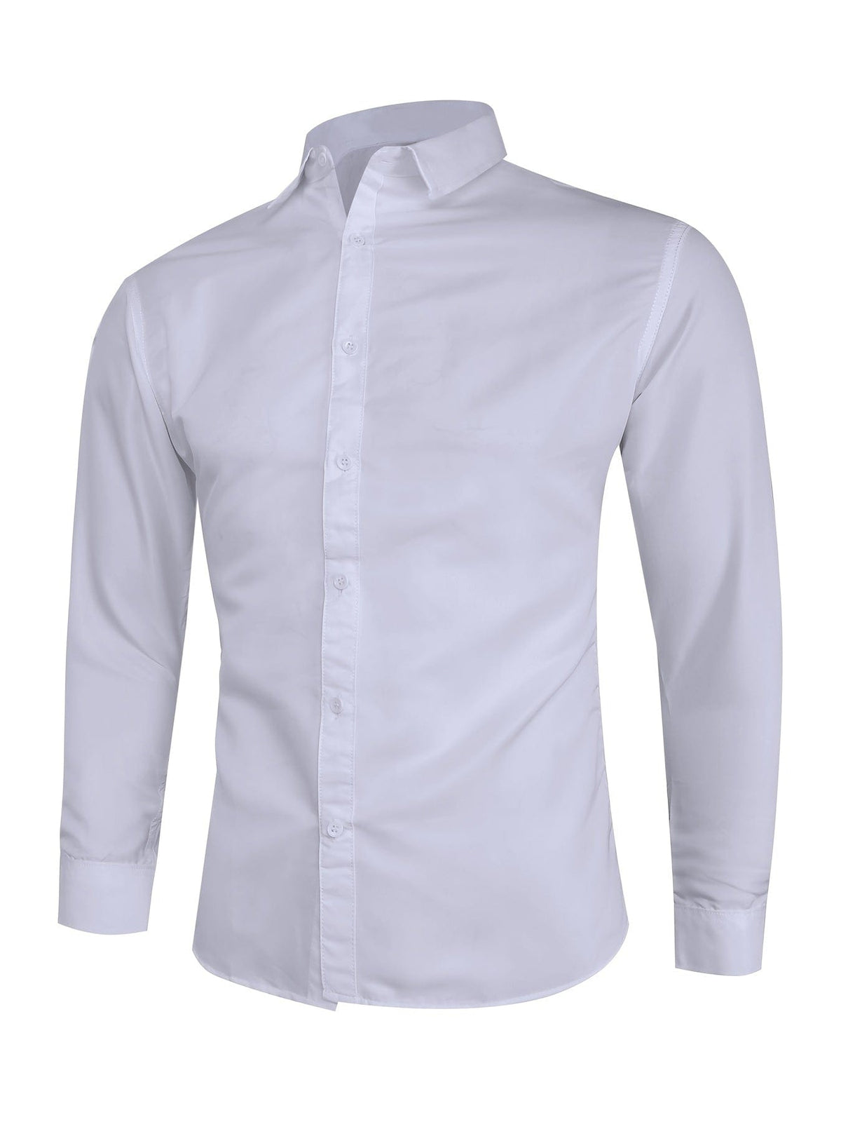 Men's Solid Long-Sleeve Business Button-Up Shirt, Slim Fit