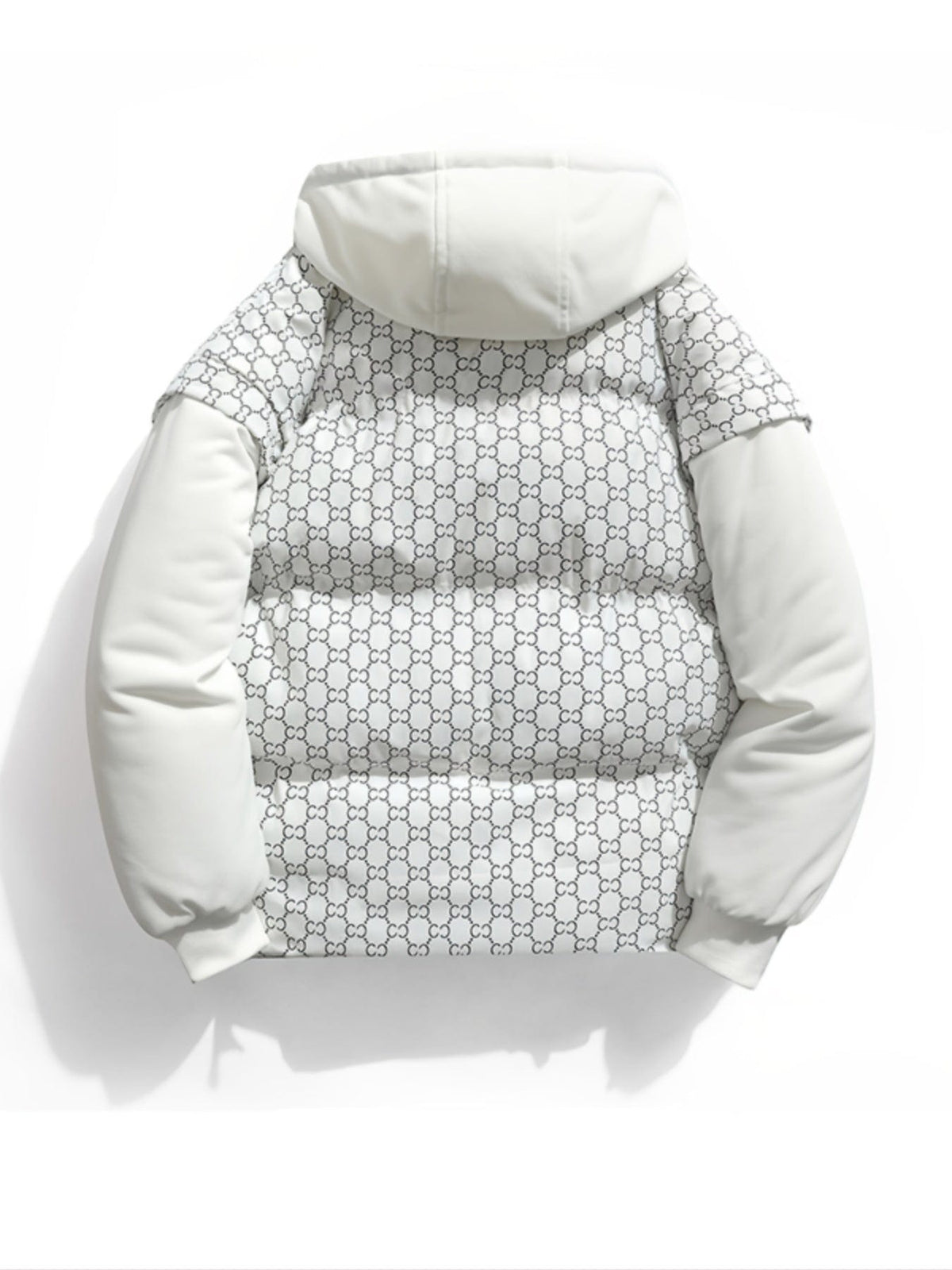 Men's Winter Hooded Cotton Padded Jacket, Faux Two-Piece Coat