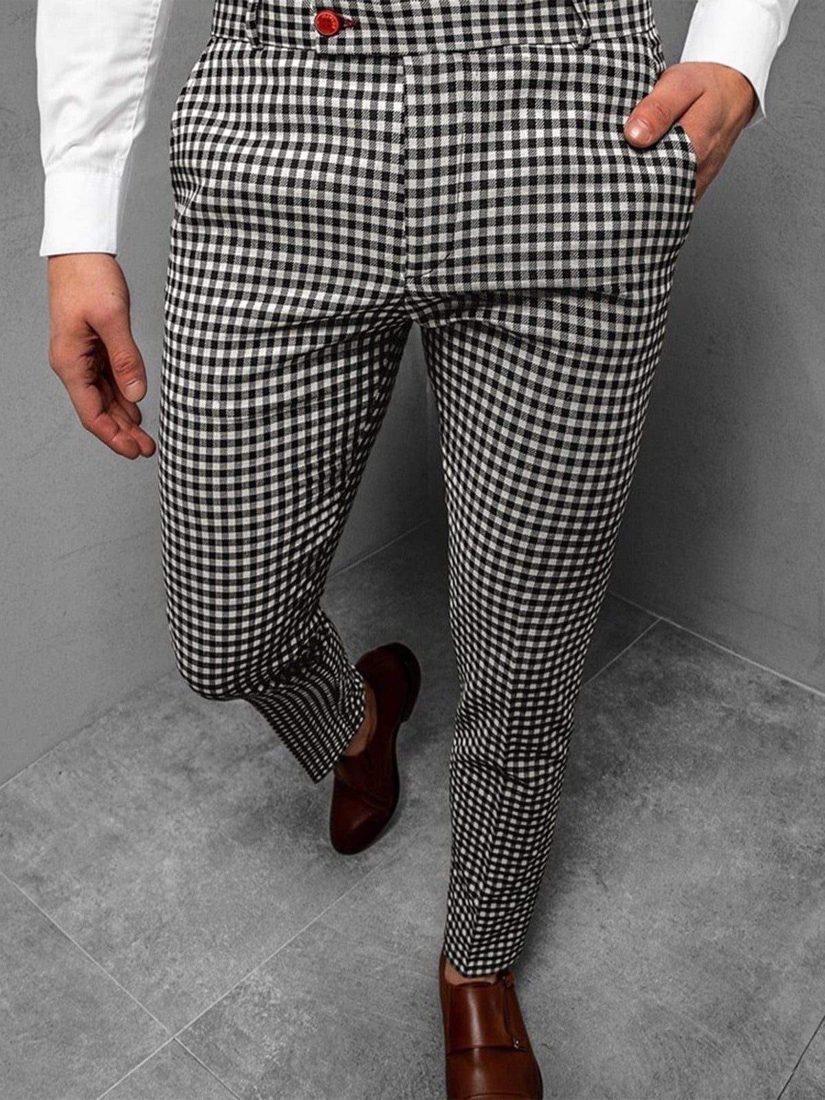 Men's Plaid Business Casual Suit Pants