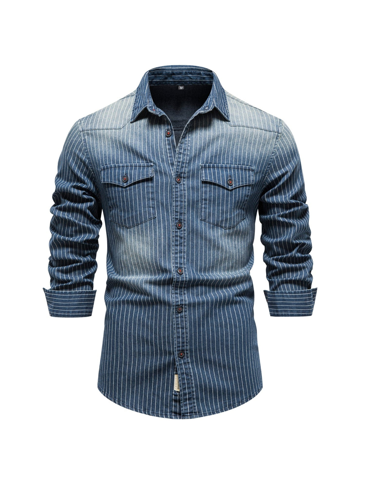 Men's Slim Striped Stretch Denim Shirt