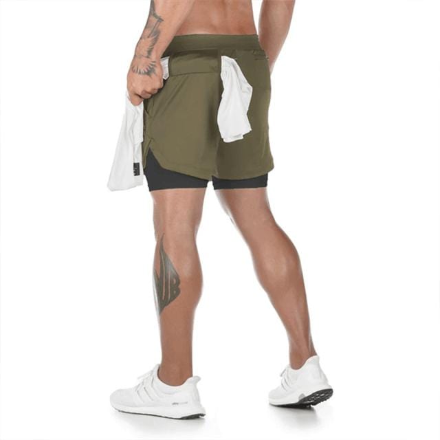 Men's Camo 2-in-1 Quick Dry Gym Running Shorts