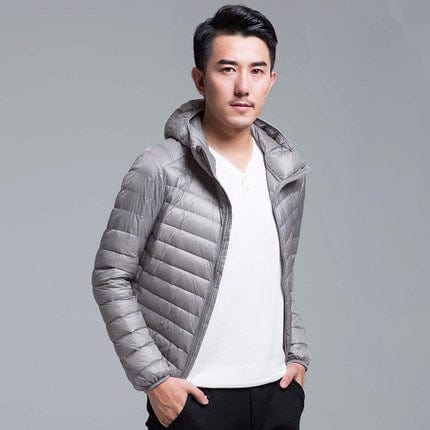 Men's Packable Lightweight Water-Resistant Hooded Down Jacket