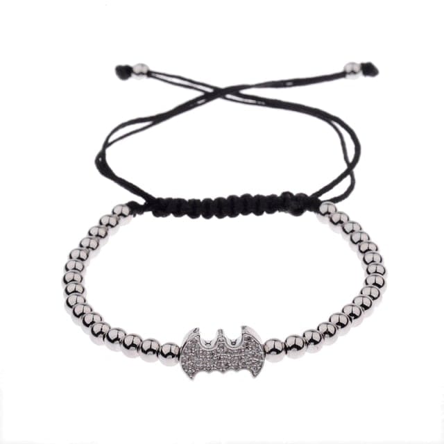 Men's Black CZ Bead Macrame Bracelet, Copper Accent Beads