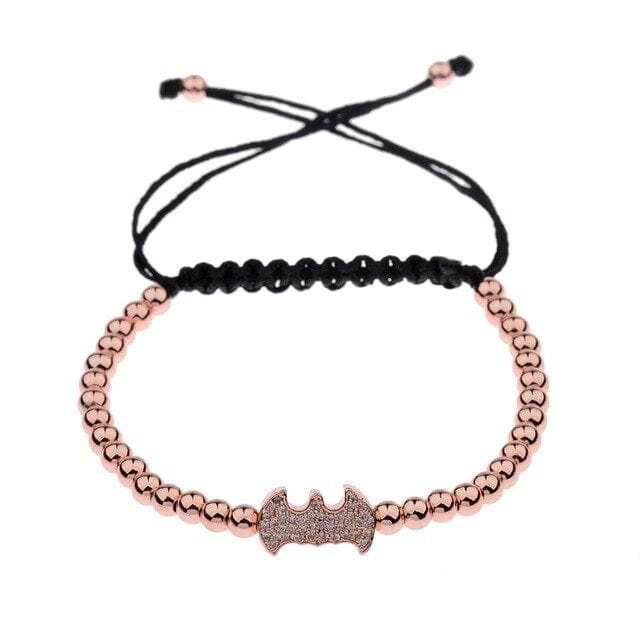 Men's Black CZ Bead Macrame Bracelet, Copper Accent Beads