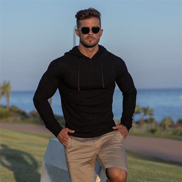 Men's Slim Fit Hooded Turtleneck Knit Pullover Sweater