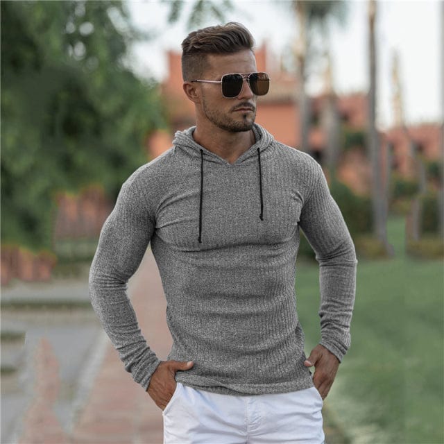 Men's Slim Fit Hooded Turtleneck Knit Pullover Sweater