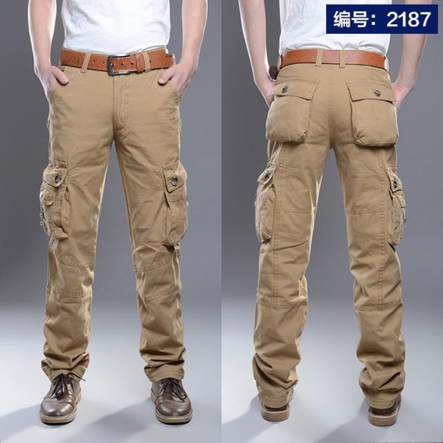 Men's Cotton Cargo Pants — Multi-Pocket, Stretch Fit