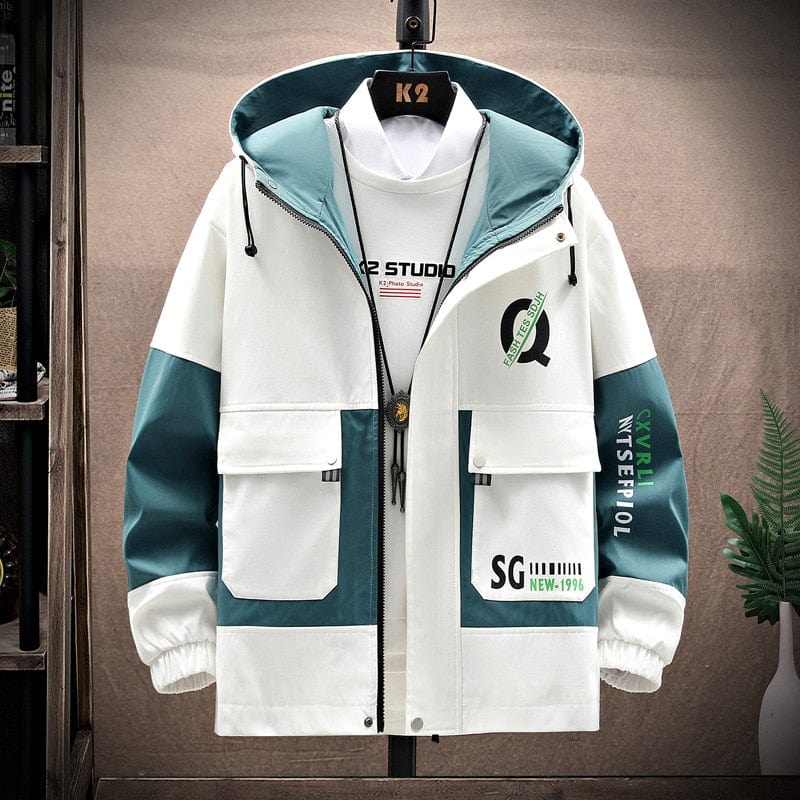 Men's Print Casual Windbreaker Jacket Spring Autumn Youth Coat