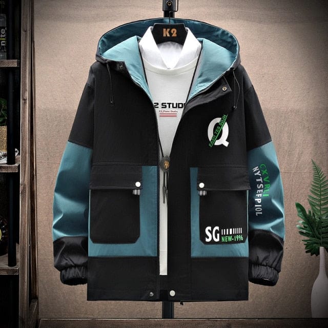 Men's Print Casual Windbreaker Jacket Spring Autumn Youth Coat