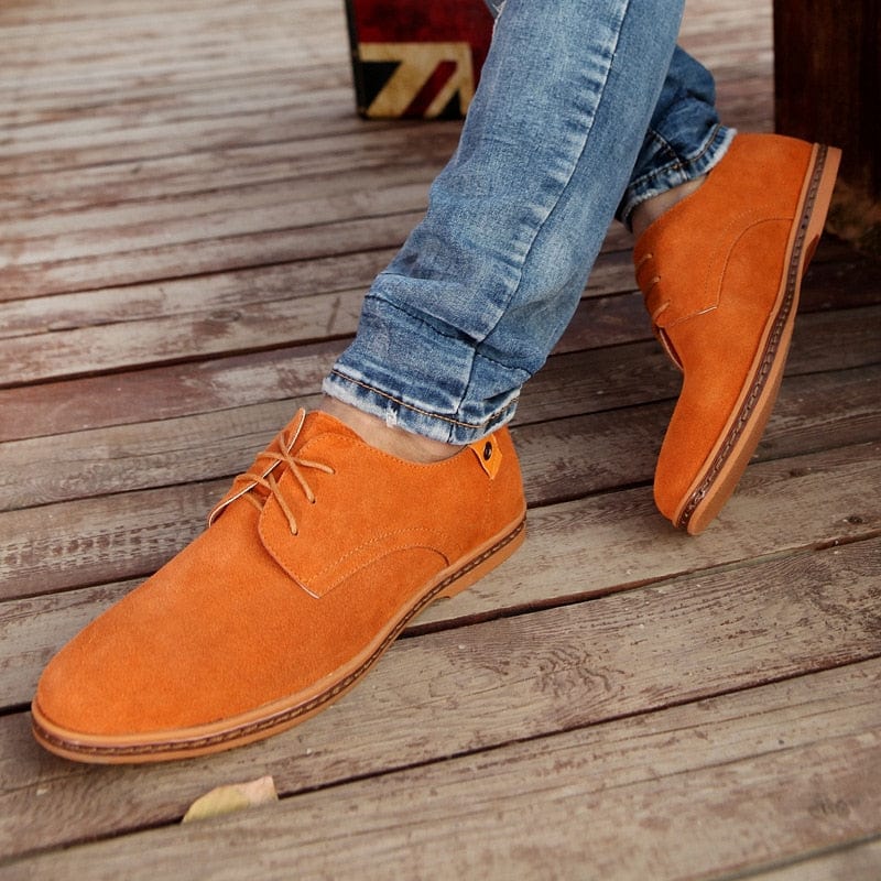 Men's Plus Size Suede Velvet-Lined Lace-Up Casual Shoes