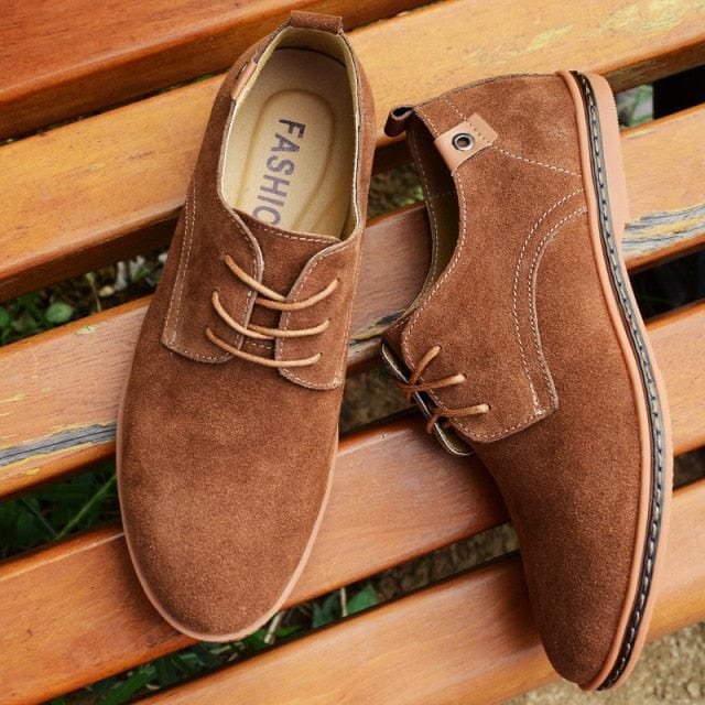 Men's Plus Size Suede Velvet-Lined Lace-Up Casual Shoes