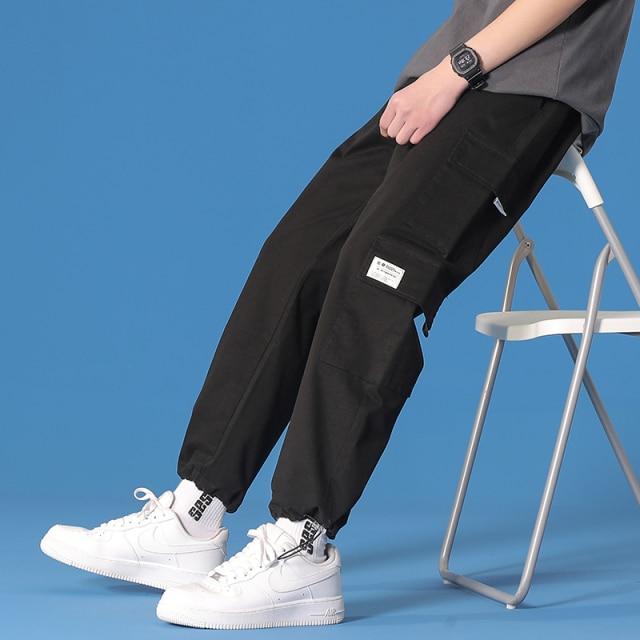 Men's Khaki Straight Leg Loose Cargo Pants