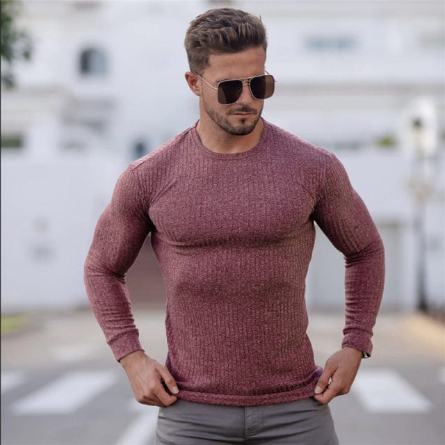 Men's Slim Fit Hooded Turtleneck Knit Pullover Sweater