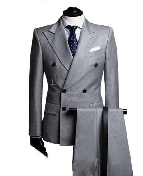 Men Black Double Breasted Wedding Groom Suit With Pants Tuxedo