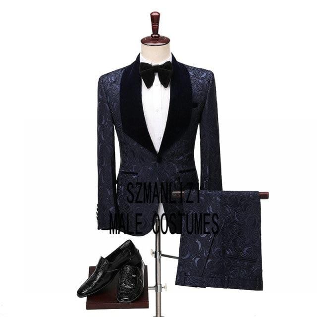 Men Black Double Breasted Wedding Groom Suit With Pants Tuxedo
