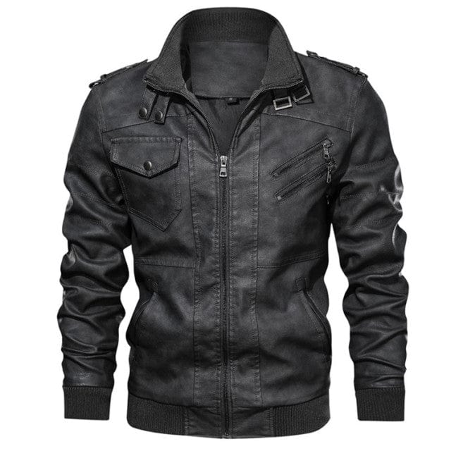 Men's PU Leather Hooded Motorcycle Baseball Jacket