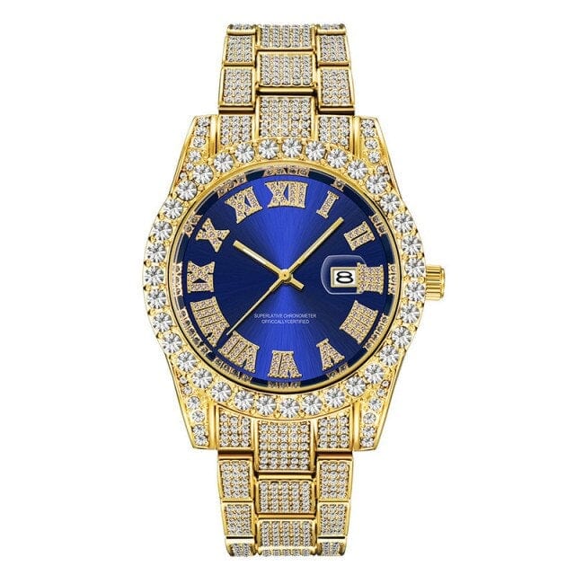 Unisex Hip Hop Iced Out Micropave CZ Date Quartz Watch