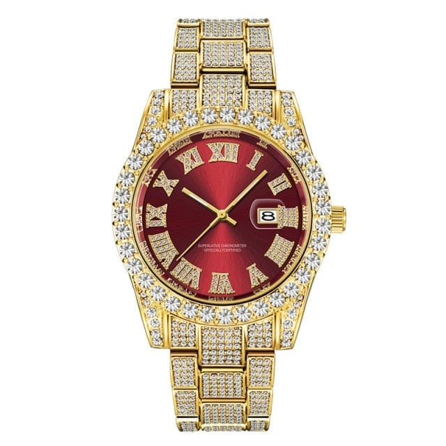 Unisex Hip Hop Iced Out Micropave CZ Date Quartz Watch