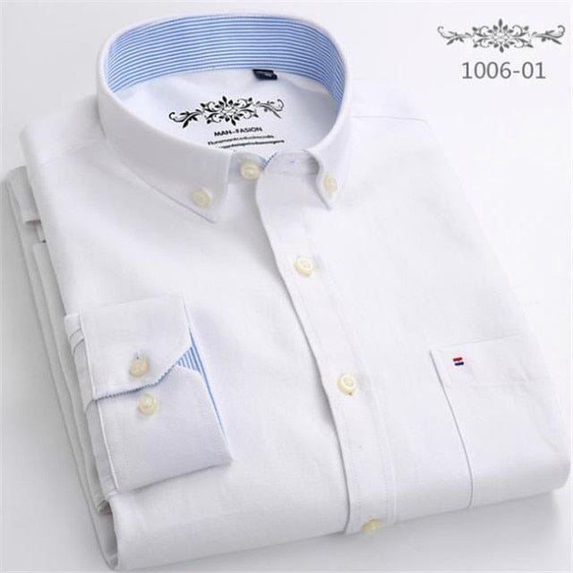 Men's Long-Sleeve Cotton Oxford Casual Dress Shirt, S-6XL