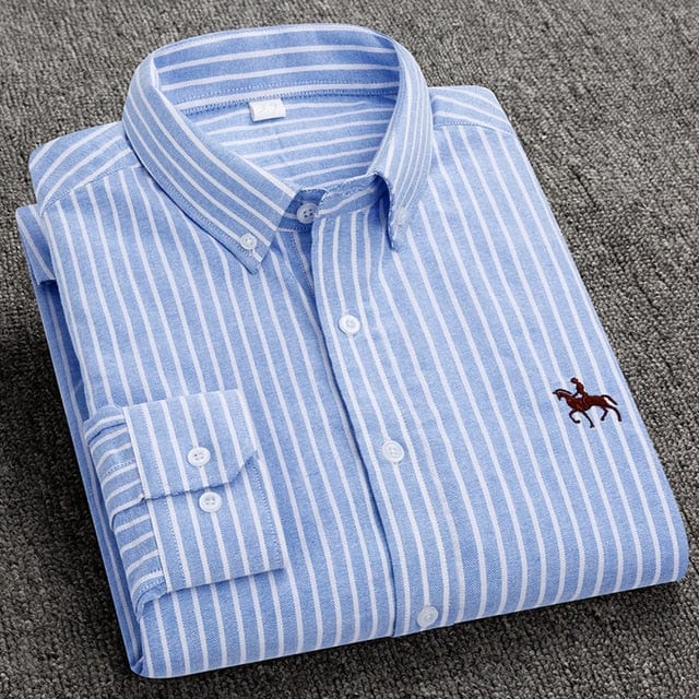 Men's Long-Sleeve Cotton Oxford Casual Dress Shirt, S-6XL