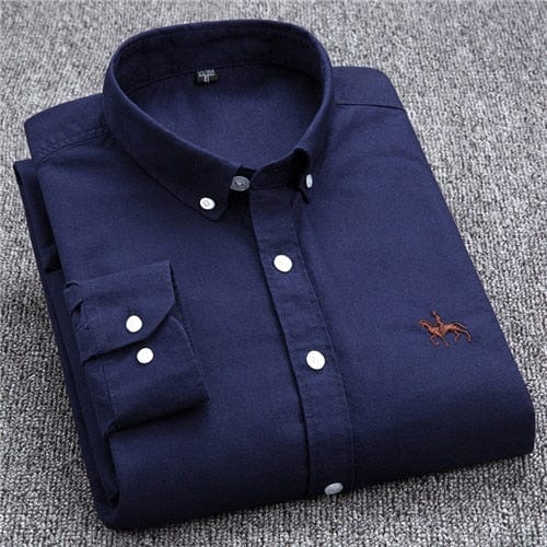 Men's Long-Sleeve Cotton Oxford Casual Dress Shirt, S-6XL