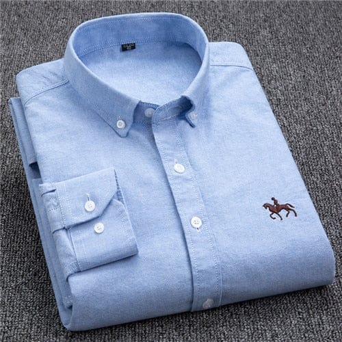 Men's Long-Sleeve Cotton Oxford Casual Dress Shirt, S-6XL