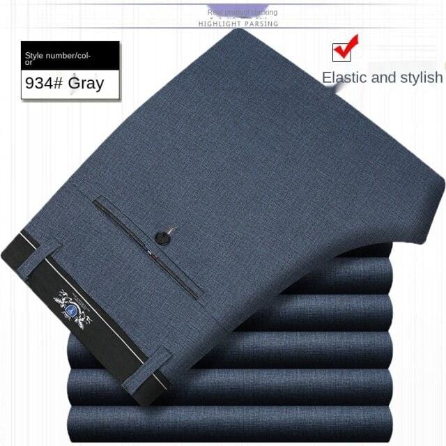 Men's White Black Thin Stretch Formal Dress Trousers, Office Suit Pants