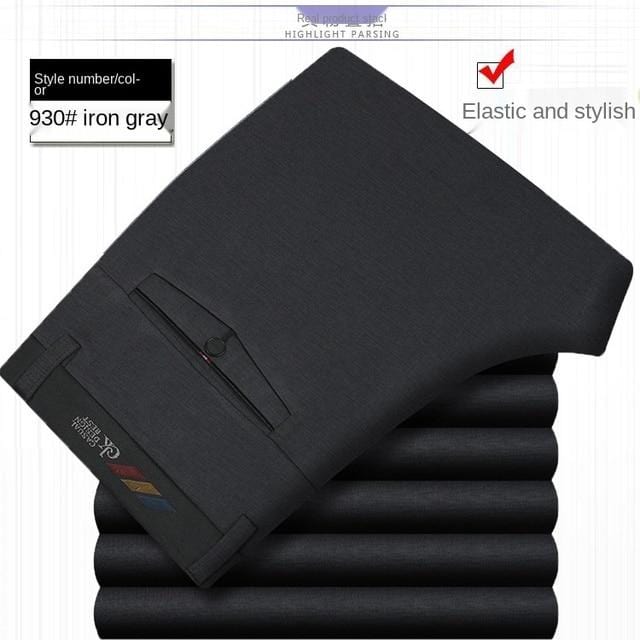Men's White Black Thin Stretch Formal Dress Trousers, Office Suit Pants