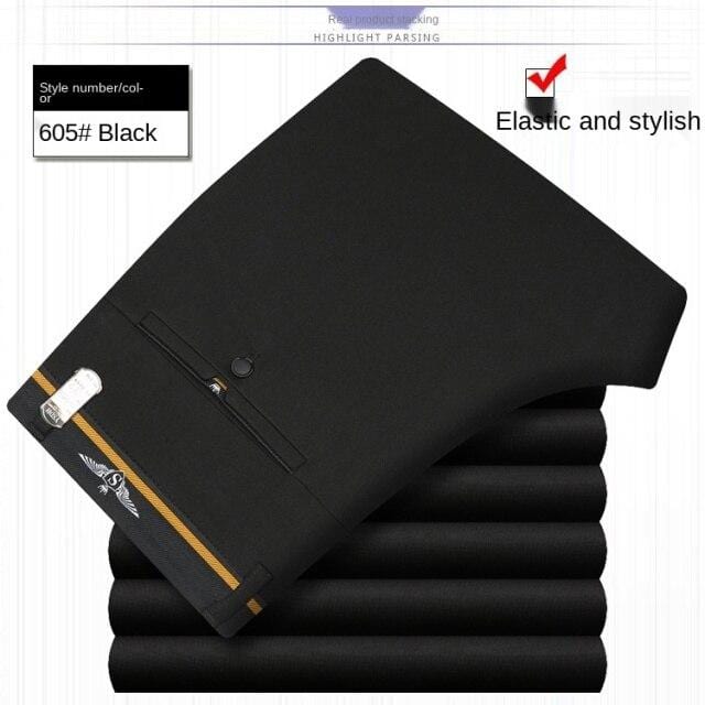 Men's White Black Thin Stretch Formal Dress Trousers, Office Suit Pants