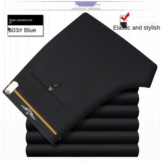 Men's White Black Thin Stretch Formal Dress Trousers, Office Suit Pants